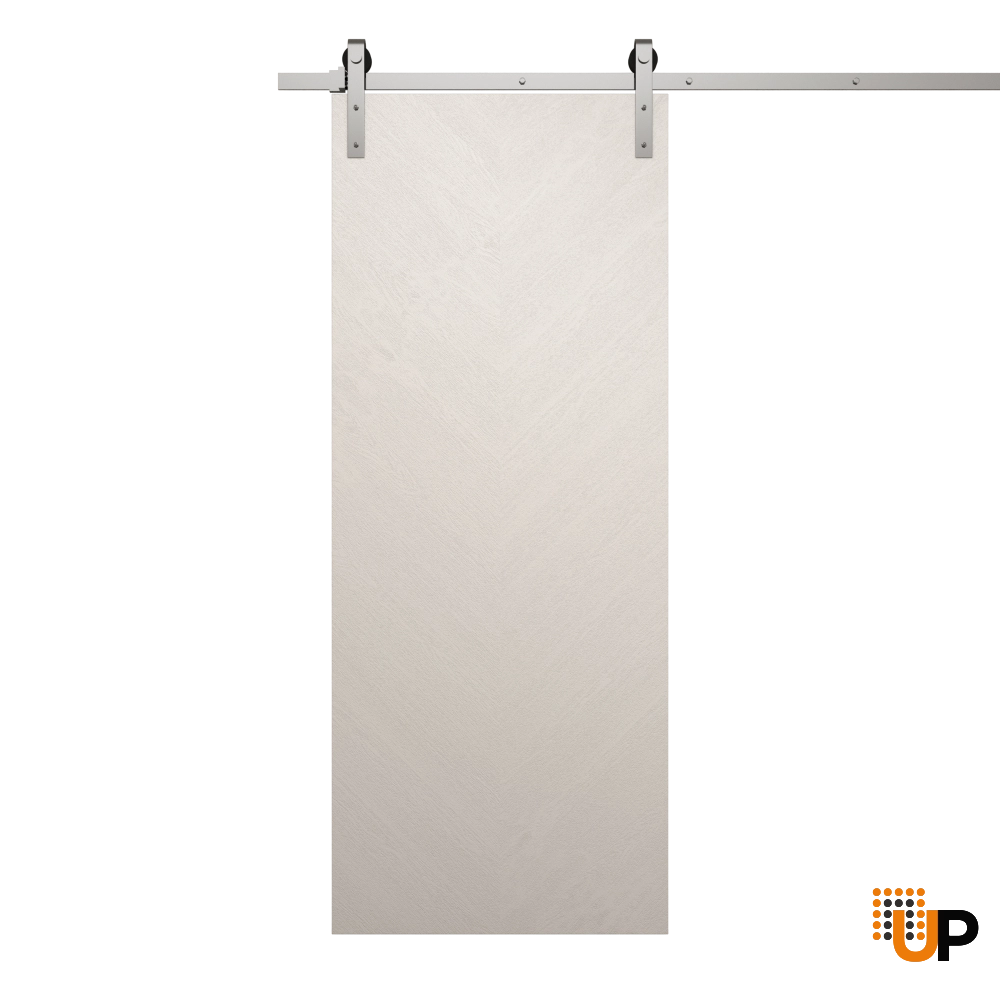 Single solid wood with honeycomb sliding flush interior barn door | Ego 5005  EGO Painted White Oak | 36 x 80 photo#1
