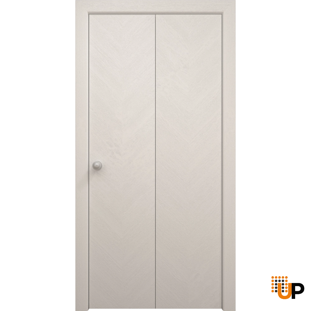2 folding panels solid wood with honeycomb sliding interior bi-fold door | Ego 5005  EGO Painted White Oak | 36 x 80 (2* 18x80) photo#1