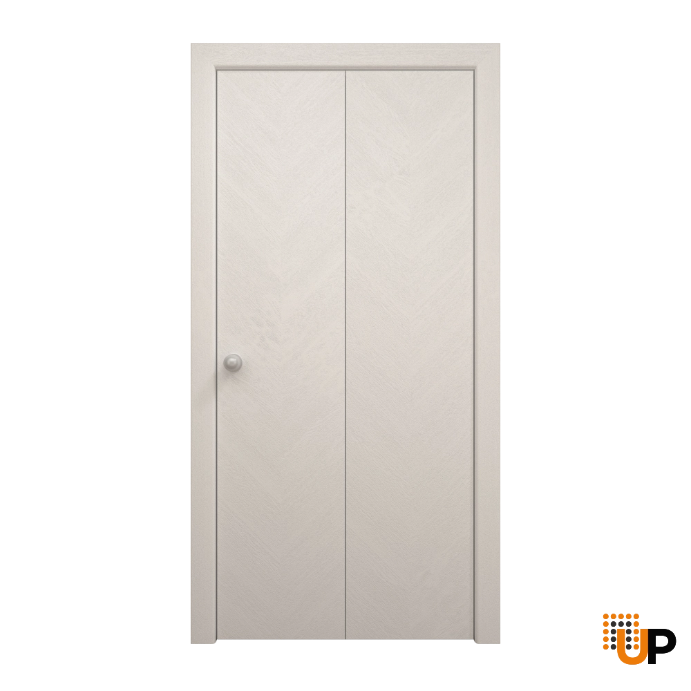 2 folding panels solid wood with honeycomb sliding flush interior bi-fold door | Ego 5005  EGO Painted White Oak | 60 x 80 (2* 30x80) photo#1