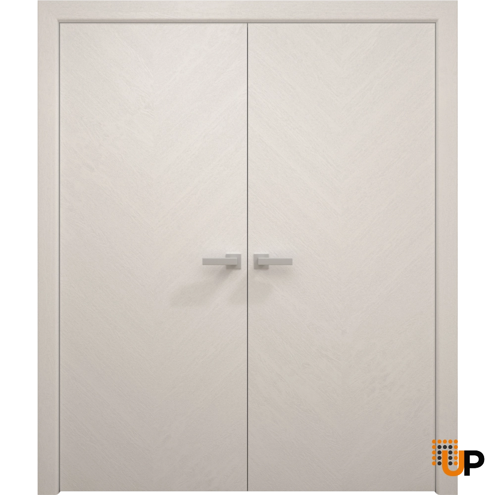 Double solid wood with honeycomb flush interior swing double door | Ego 5005  EGO Painted White Oak | 36 x 80 (2* 18x80) photo#1