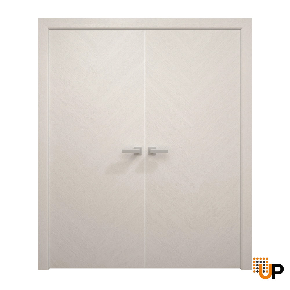 Double solid wood with honeycomb flush interior swing double door | Ego 5005  EGO Painted White Oak | 60 x 84 (2* 30x84) photo#1