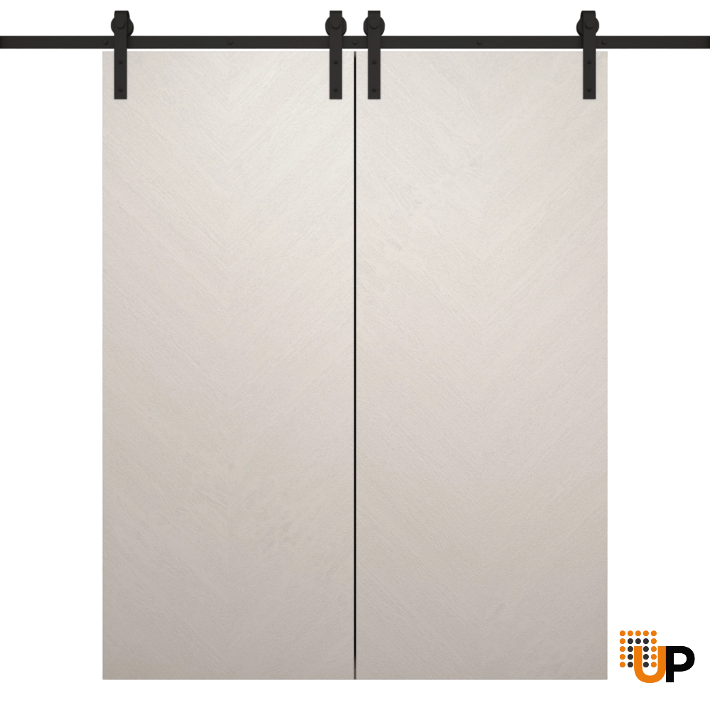 Double solid wood with honeycomb sliding classic interior barn double door | Ego 5005  EGO Painted White Oak | 36 x 80 (2* 18x80) photo#1