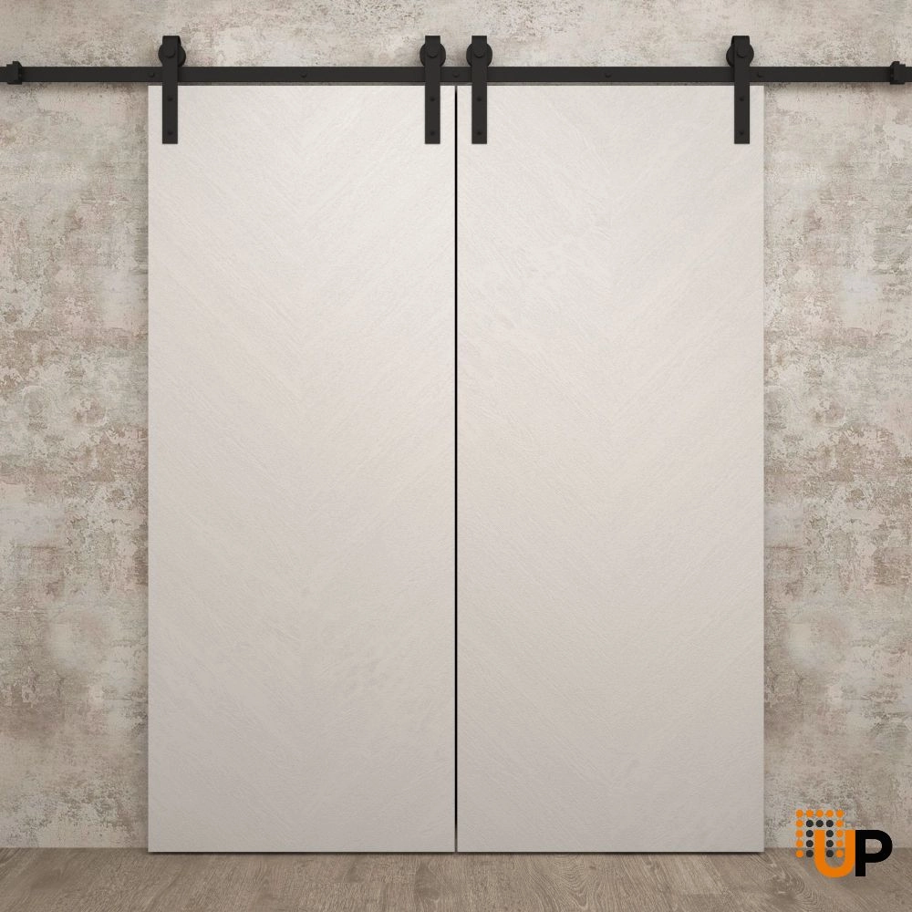 Double solid wood with honeycomb sliding classic interior barn double door | Ego 5005  EGO Painted White Oak | 36 x 80 (2* 18x80) photo#2