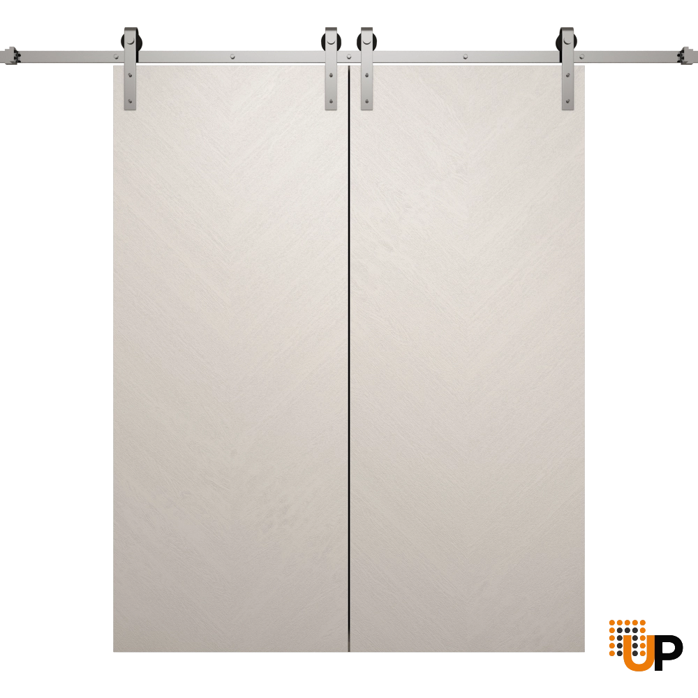 Double solid wood with honeycomb sliding flush interior barn double door | Ego 5005  EGO Painted White Oak | 36 x 84 (2* 18x84) photo#1