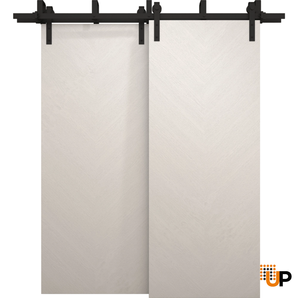 Double solid wood with honeycomb sliding interior barn bypass door | Ego 5005  EGO Painted White Oak | 36 x 80 (2* 18x80) photo#1