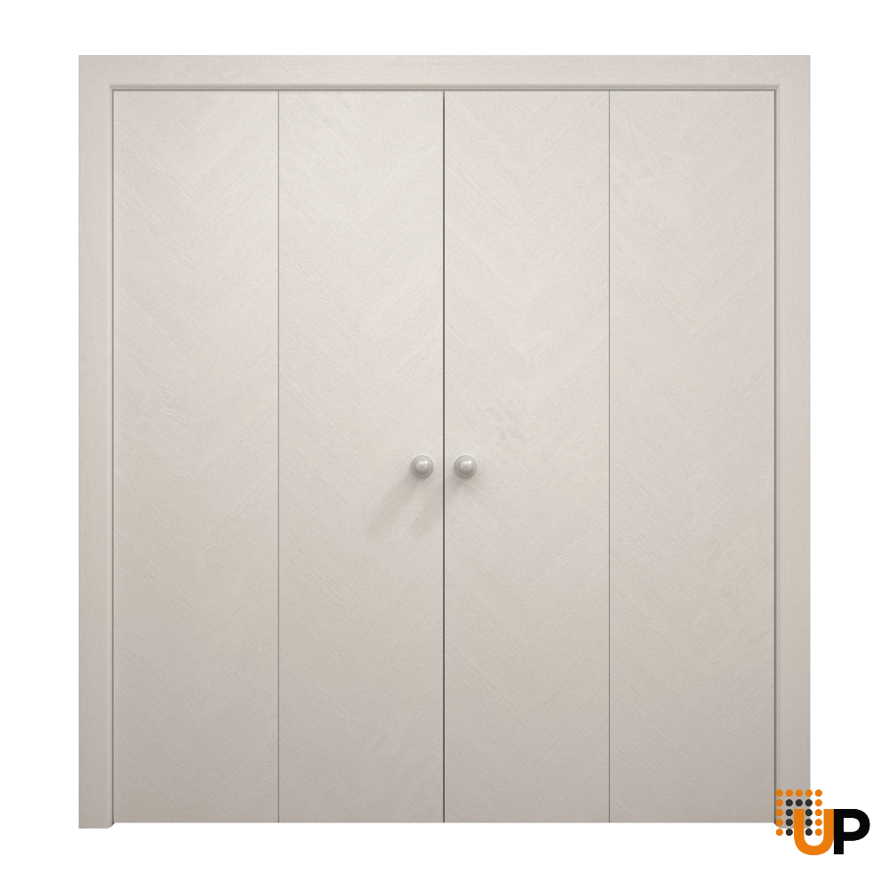 4 folding panels solid wood with honeycomb sliding flush interior bi-fold double door | Ego 5005  EGO Painted White Oak | 72 x 84 (4* 18x84) photo#1