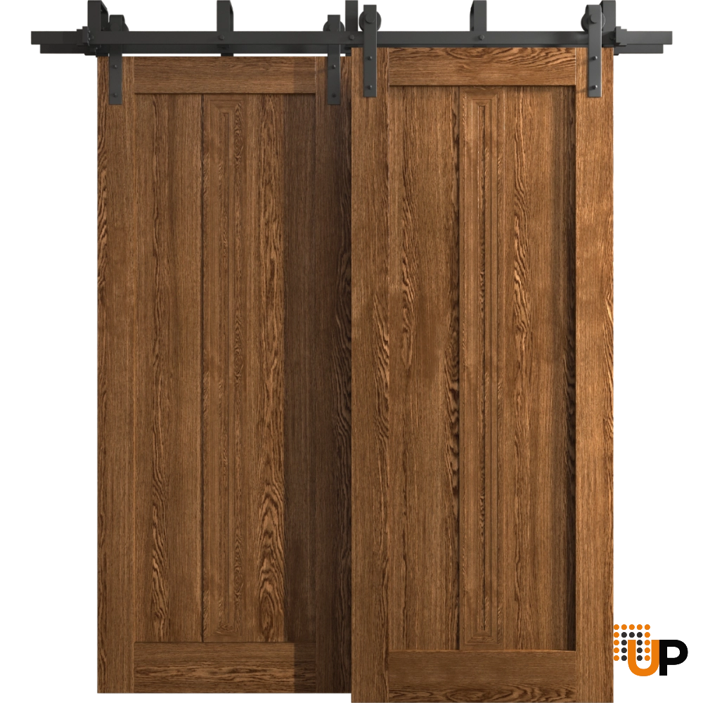 Double solid core sliding interior barn bypass door | Ego 5006  EGO Cognac Oak | 36 x 80 (2* 18x80) photo#1