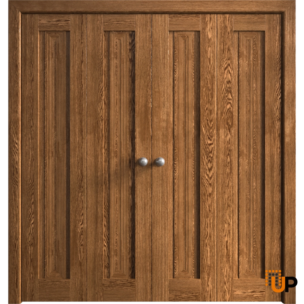 4 folding panels solid core sliding interior bi-fold double door | Ego 5006  EGO Cognac Oak | 72 x 80 (4* 18x80) photo#1