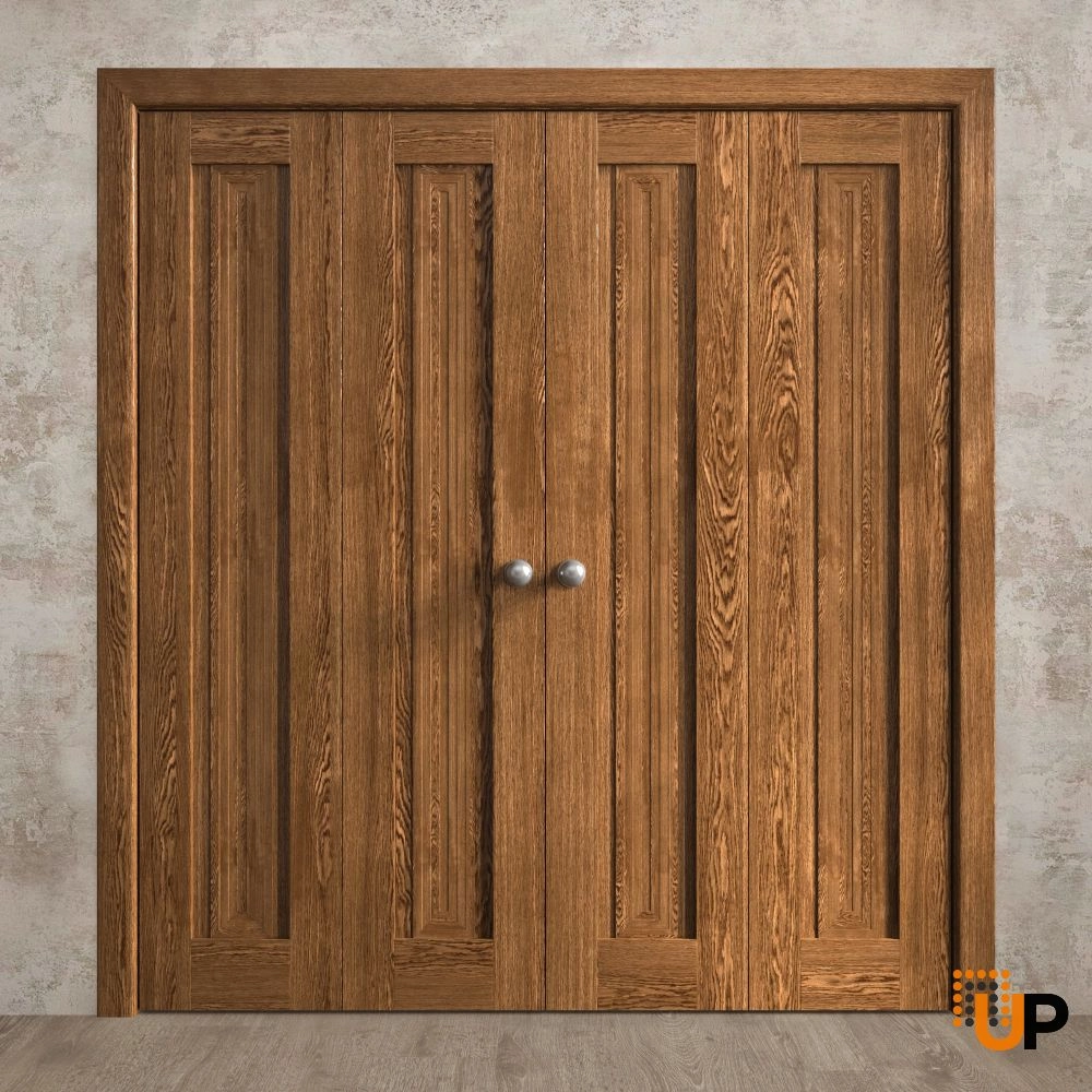 4 folding panels solid core sliding interior bi-fold double door | Ego 5006  EGO Cognac Oak | 72 x 80 (4* 18x80) photo#2