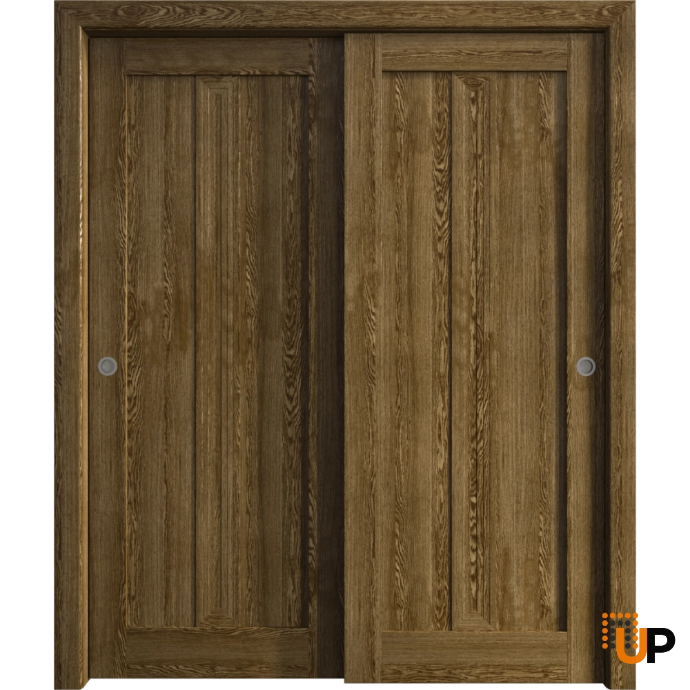 Double solid core sliding interior closet bypass door | Ego 5006  EGO Marble Oak | 36 x 80 (2* 18x80) photo#1