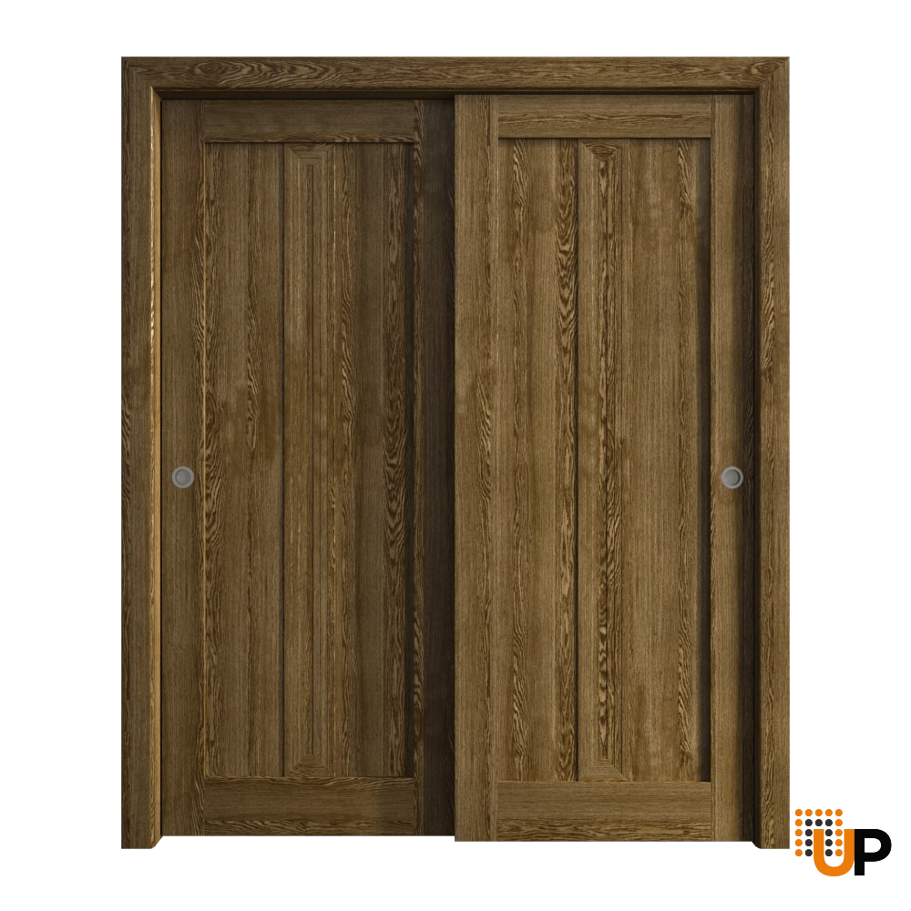 Double solid core sliding interior closet bypass door | Ego 5006  EGO Marble Oak | 72 x 84 (2* 36x84) photo#1