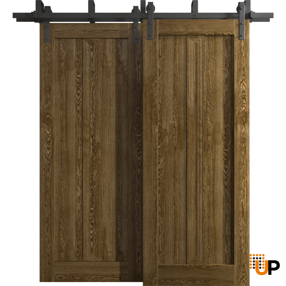Double solid core sliding interior barn bypass door | Ego 5006  EGO Marble Oak | 36 x 80 (2* 18x80) photo#1