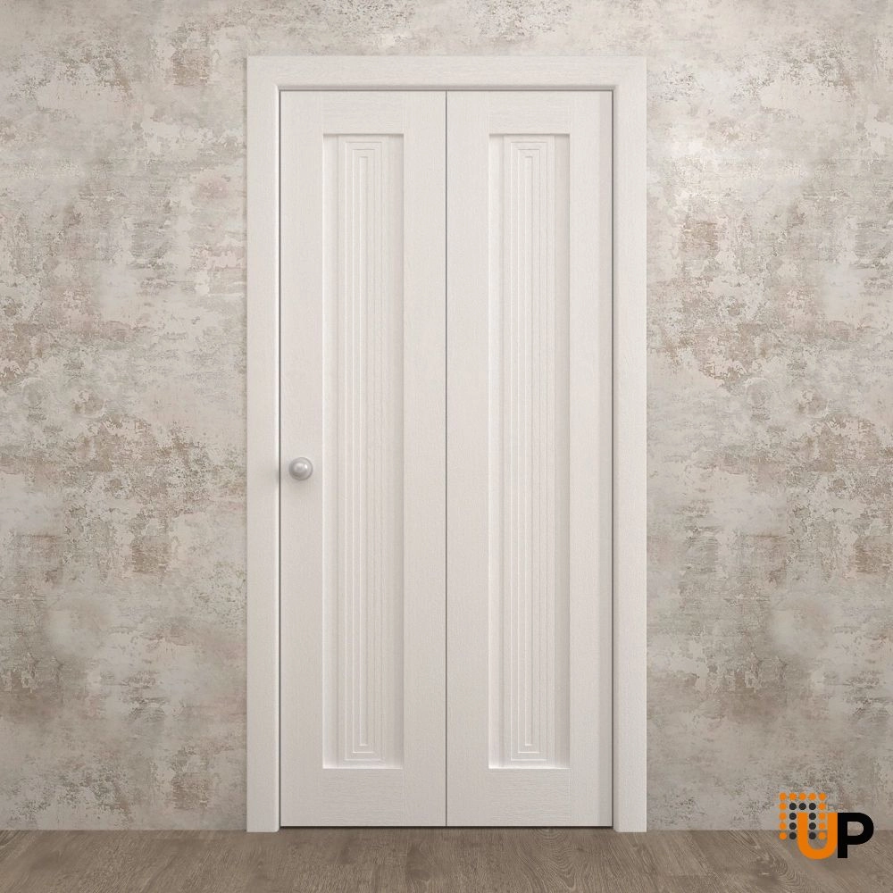 2 folding panels solid core sliding interior bi-fold door | Ego 5006  EGO Painted White Oak | 36 x 80 (2* 18x80) photo#2