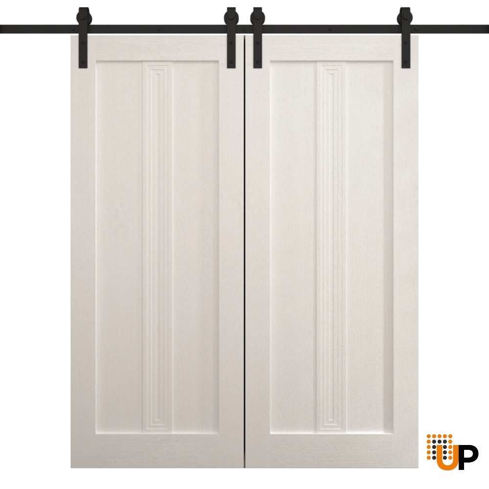Double solid core sliding classic interior barn double door | Ego 5006  EGO Painted White Oak | 36 x 80 (2* 18x80) photo#1