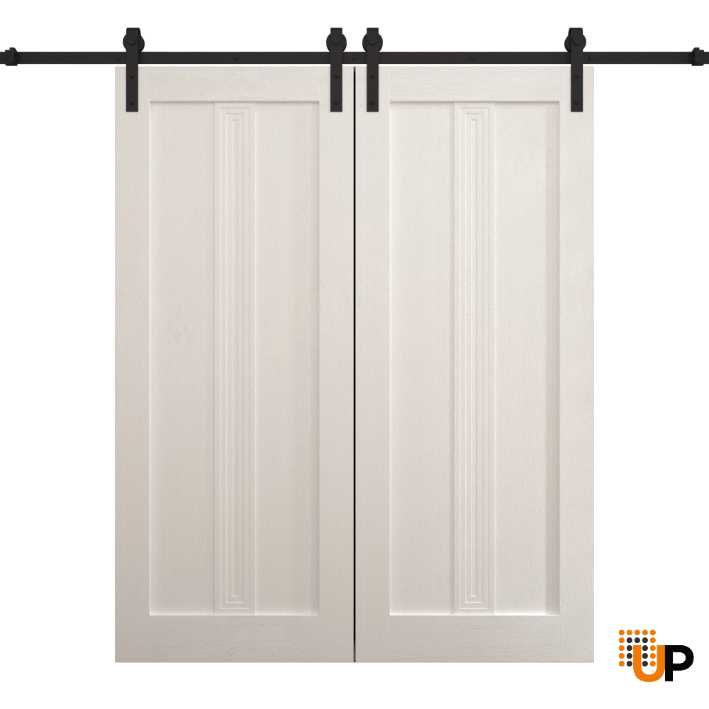 Double solid core sliding classic interior barn double door | Ego 5006  EGO Painted White Oak | 72 x 84 (2* 36x84) photo#1