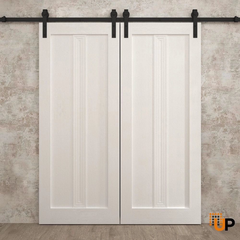 Double solid core sliding classic interior barn double door | Ego 5006  EGO Painted White Oak | 36 x 80 (2* 18x80) photo#2