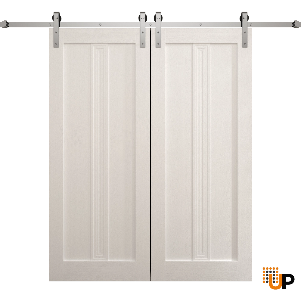 Double solid core sliding classic interior barn double door | Ego 5006  EGO Painted White Oak | 48 x 96 (2* 24x96) photo#1
