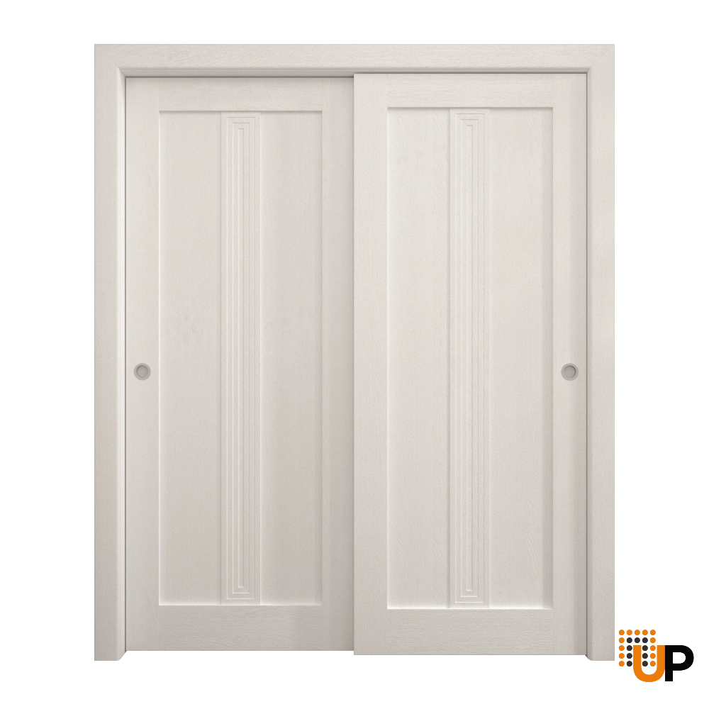 Double solid core sliding interior closet bypass door | Ego 5006  EGO Painted White Oak | 36 x 84 (2* 18x84) photo#1
