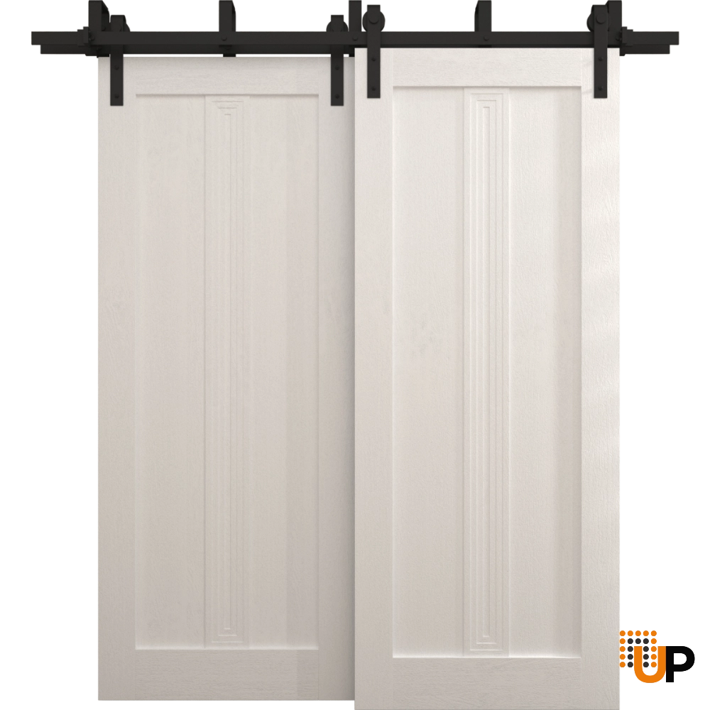 Double solid core sliding interior barn bypass door | Ego 5006  EGO Painted White Oak | 36 x 80 (2* 18x80) photo#1