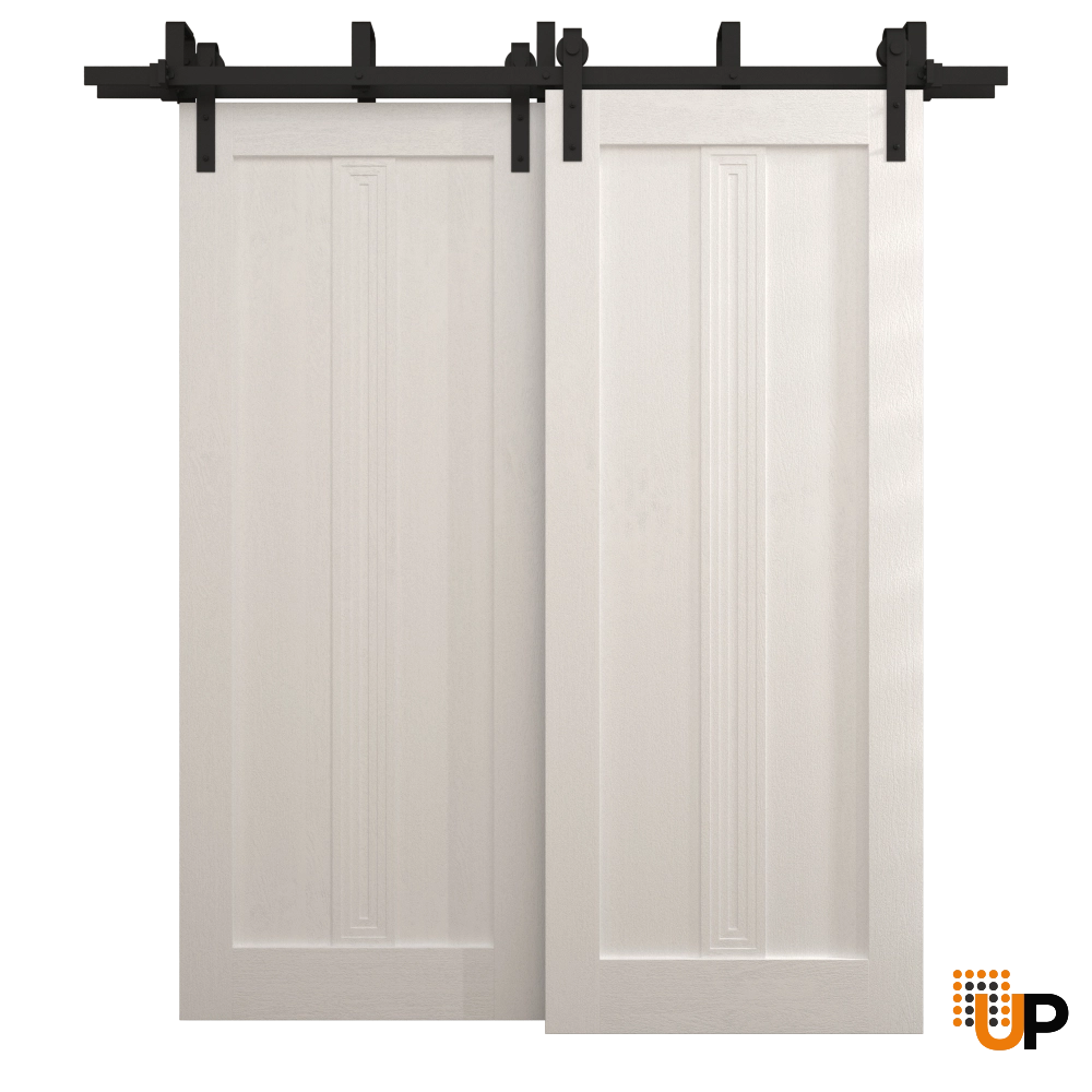 Double solid core sliding interior barn bypass door | Ego 5006  EGO Painted White Oak | 60 x 80 (2* 30x80) photo#1