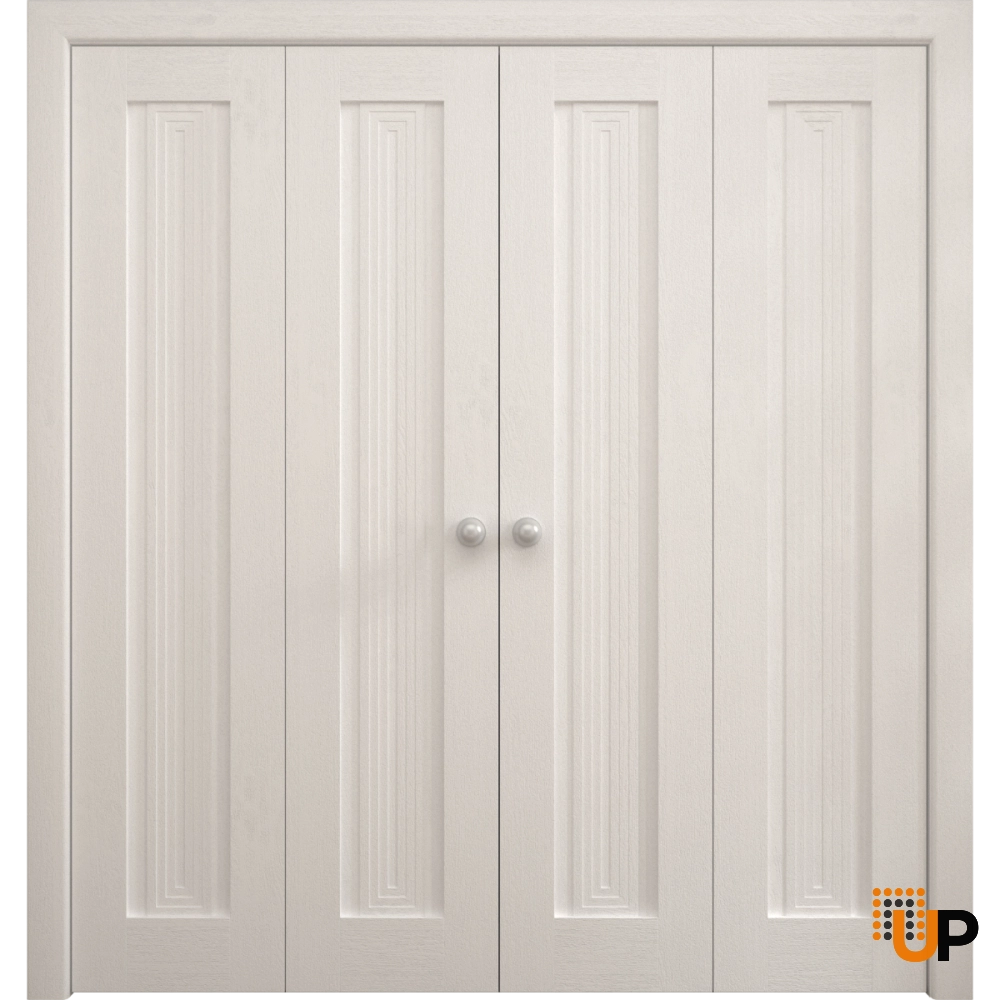 4 folding panels solid core sliding interior bi-fold double door | Ego 5006  EGO Painted White Oak | 72 x 80 (4* 18x80) photo#1