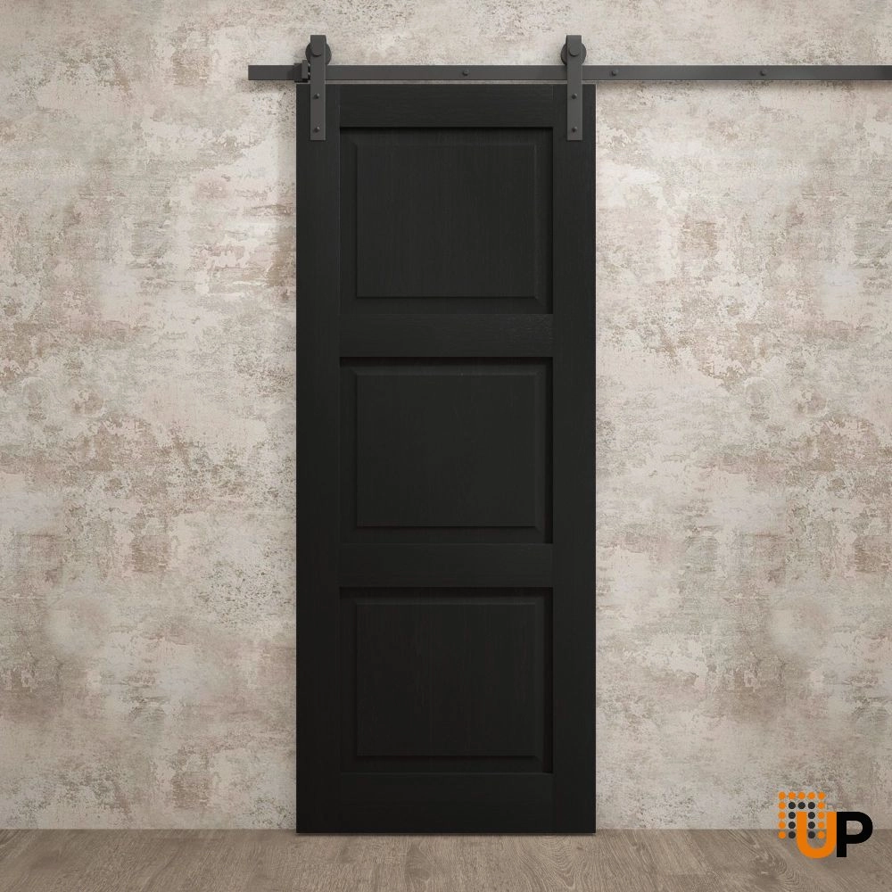 Single solid core sliding interior barn door | Ego 5010 EGO Painted Black Oak | 18 x 80 photo#2