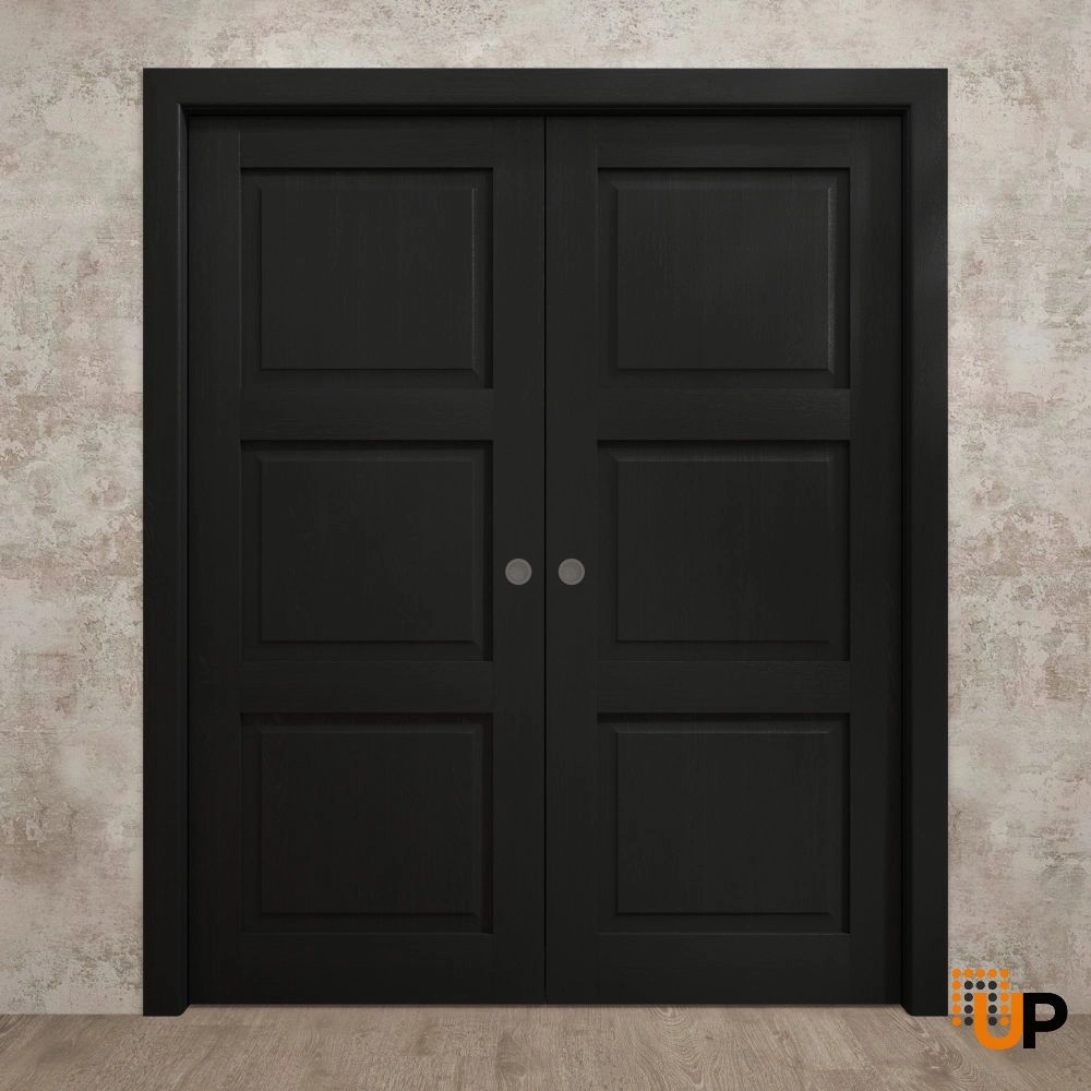 Double solid core sliding interior pocket double door | Ego 5010 EGO Painted Black Oak | 36 x 80 (2* 18x80) photo#2