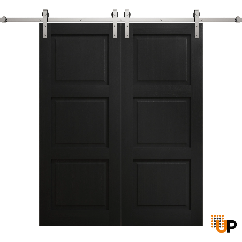 Double solid core sliding classic interior barn double door | Ego 5010 EGO Painted Black Oak | 60 x 84 (2* 30x84) photo#1