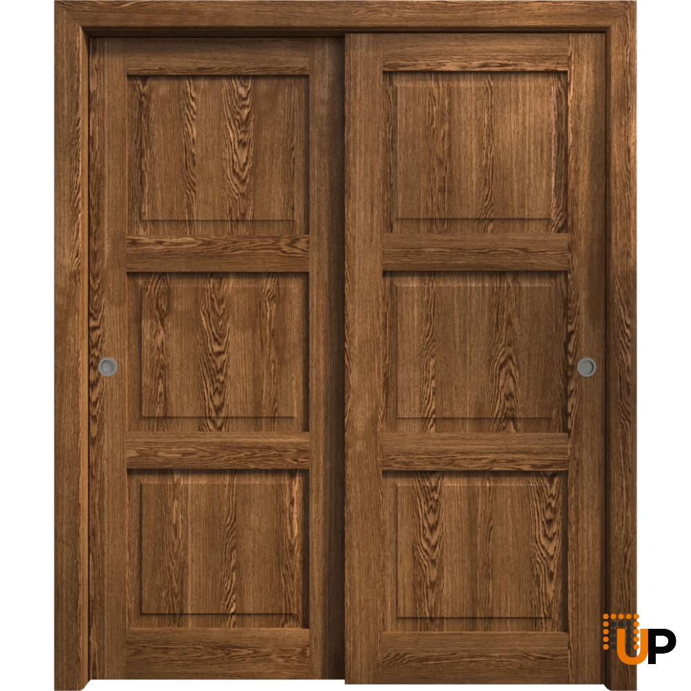 Double solid core sliding interior closet bypass door | Ego 5010  EGO Cognac Oak | 36 x 80 (2* 18x80) photo#1