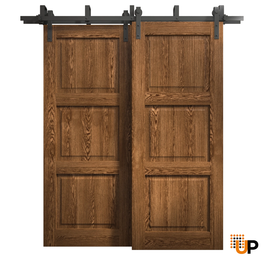 Double solid core sliding interior barn bypass door | Ego 5010  EGO Cognac Oak | 84 x 84 (2* 42x84) photo#1