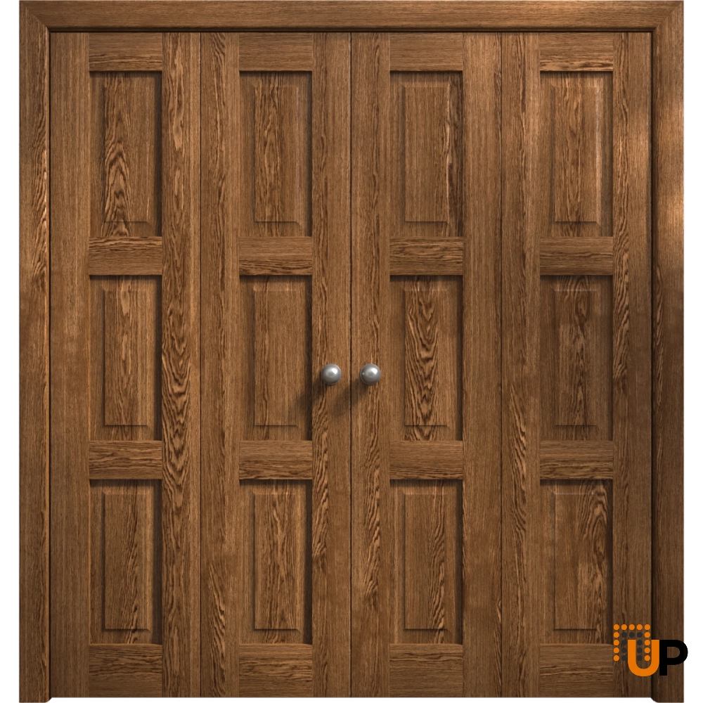 4 folding panels solid core sliding interior bi-fold double door | Ego 5010  EGO Cognac Oak | 72 x 80 (4* 18x80) photo#1