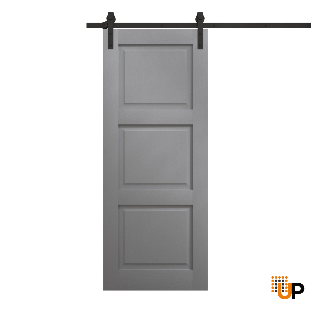 Single solid core sliding interior barn door | Ego 5010 EGO Painted Grey Oak | 18 x 84 photo#1