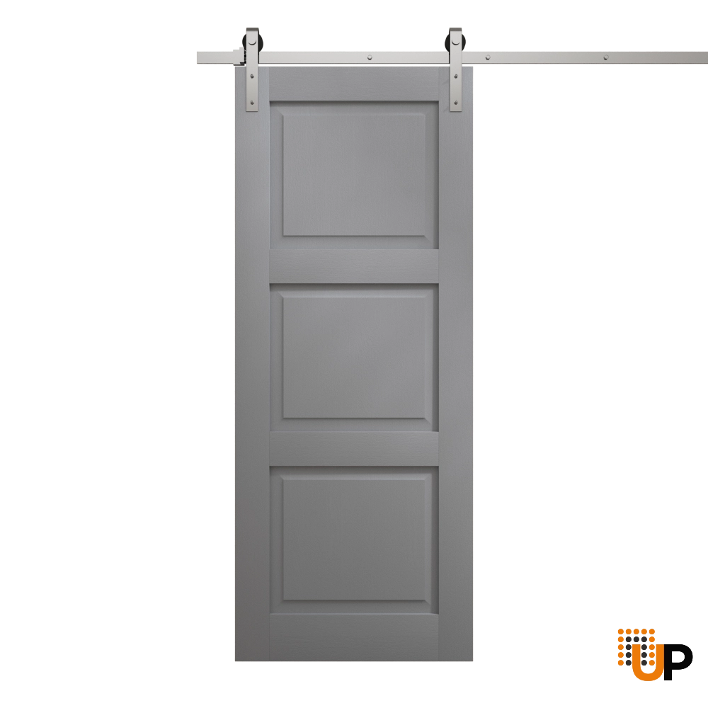 Single solid core sliding interior barn door | Ego 5010 EGO Painted Grey Oak | 42 x 84 photo#1