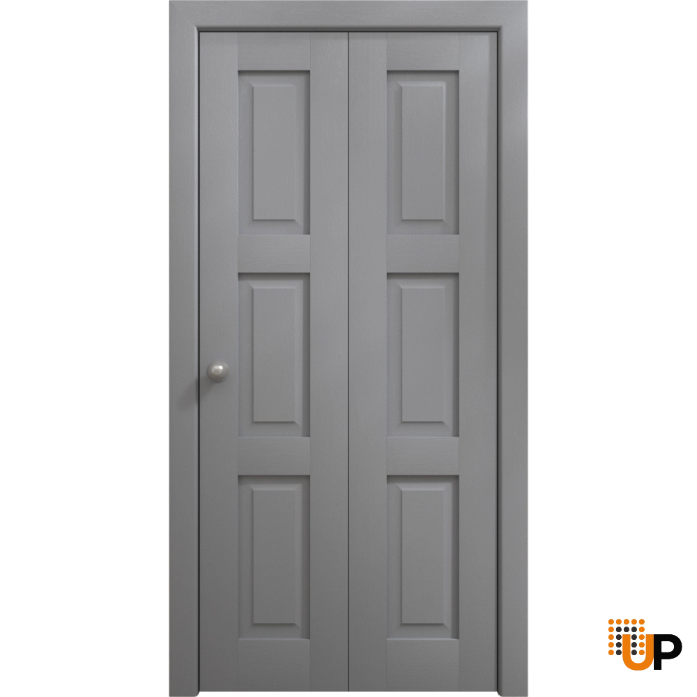 2 folding panels solid core sliding interior bi-fold door | Ego 5010 EGO Painted Grey Oak | 36 x 80 (2* 18x80) photo#1