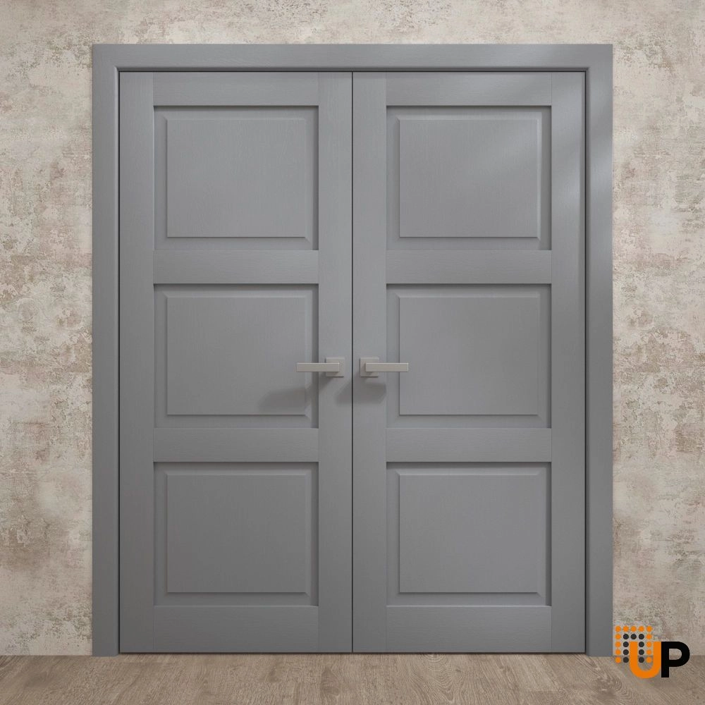Double solid core french interior swing double door | Ego 5010 EGO Painted Grey Oak | 36 x 80 (2* 18x80) photo#2