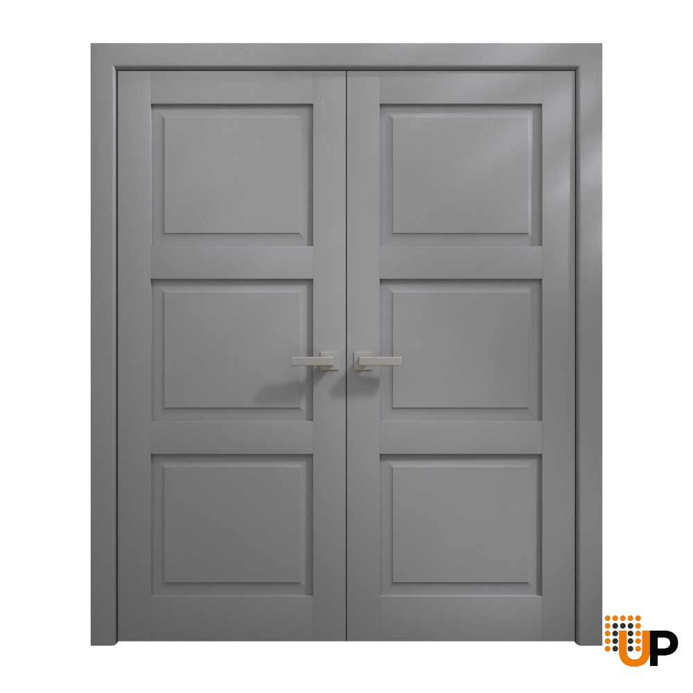 Double solid core french interior swing double door | Ego 5010 EGO Painted Grey Oak | 48 x 96 (2* 24x96) photo#1