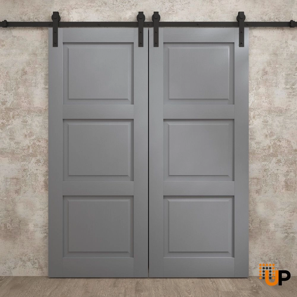 Double solid core sliding classic interior barn double door | Ego 5010 EGO Painted Grey Oak | 72 x 84 (2* 36x84) photo#2