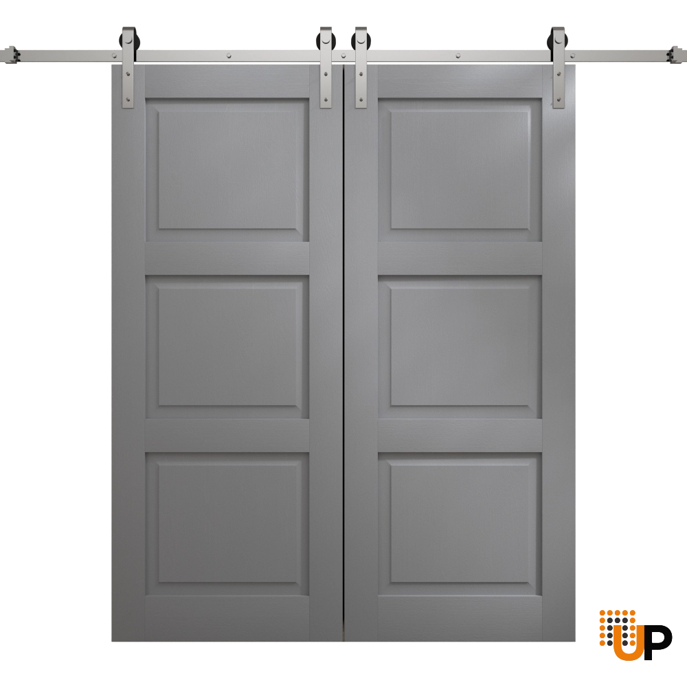 Double solid core sliding classic interior barn double door | Ego 5010 EGO Painted Grey Oak | 72 x 80 (2* 36x80) photo#1