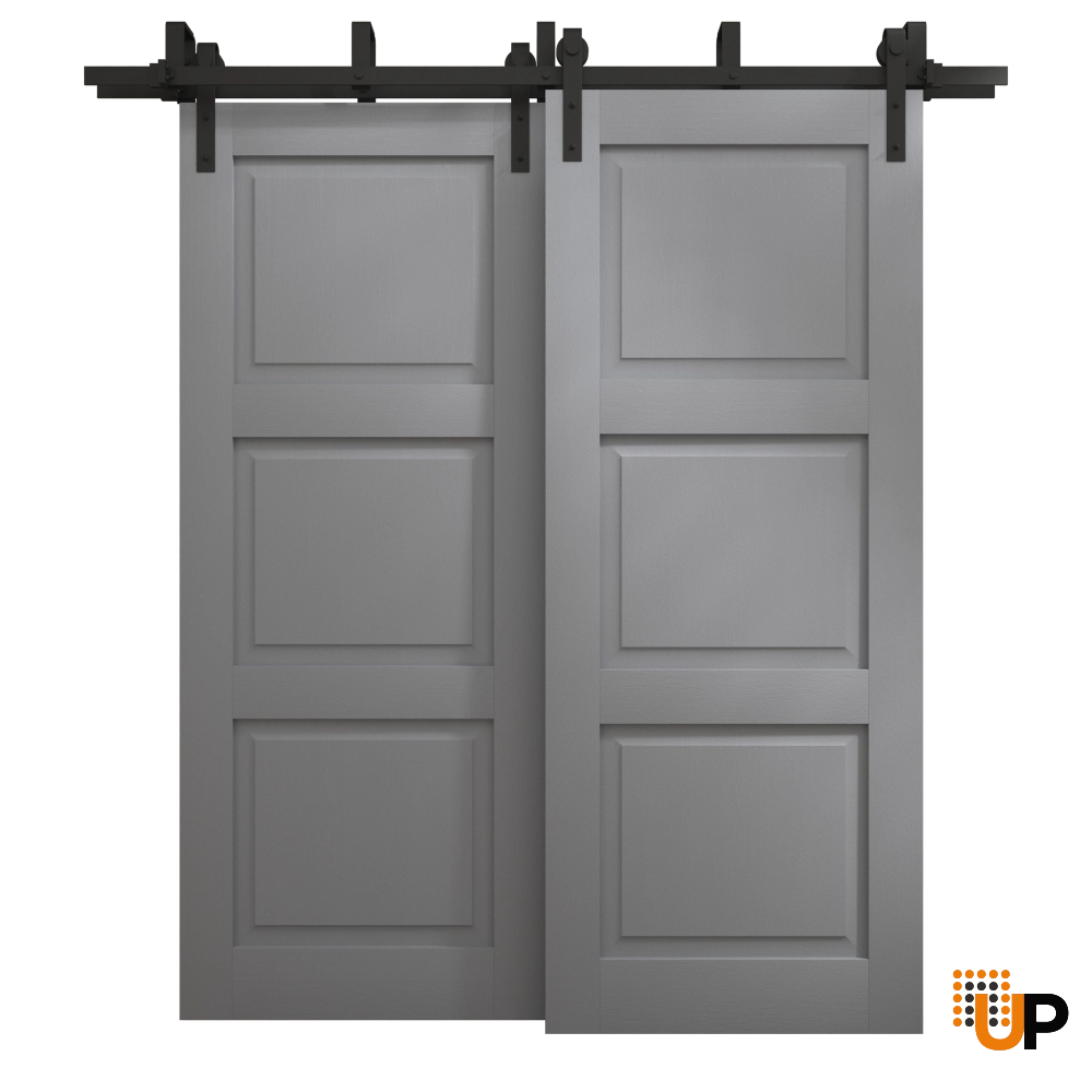 Double solid core sliding interior barn bypass door | Ego 5010 EGO Painted Grey Oak | 56 x 80 (2* 28x80) photo#1