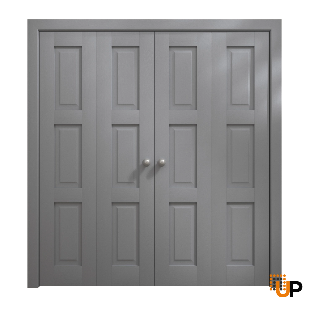 4 folding panels solid core sliding interior bi-fold double door | Ego 5010 EGO Painted Grey Oak | 72 x 84 (4* 18x84) photo#1
