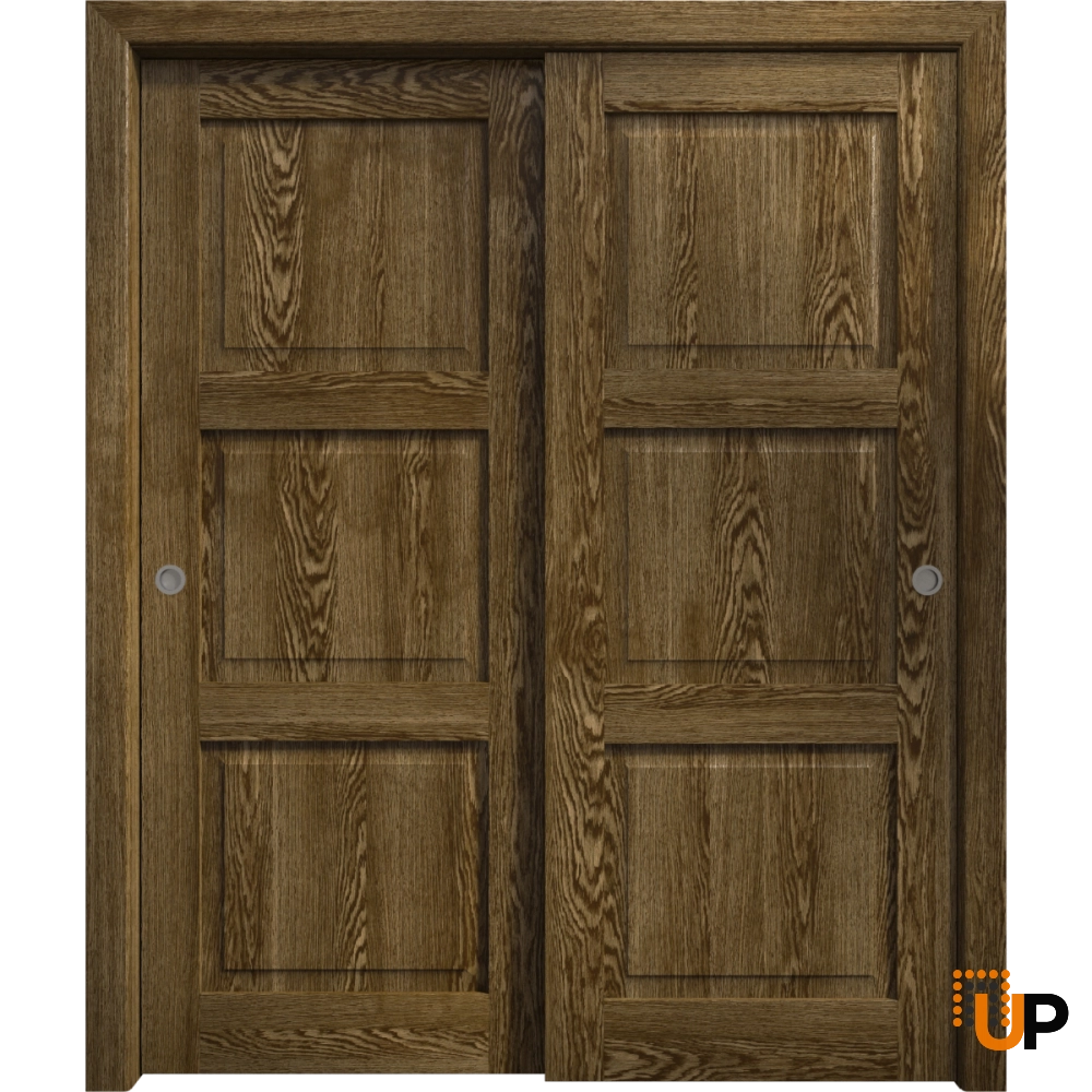 Double solid core sliding interior closet bypass door | Ego 5010  EGO Marble Oak | 36 x 80 (2* 18x80) photo#1