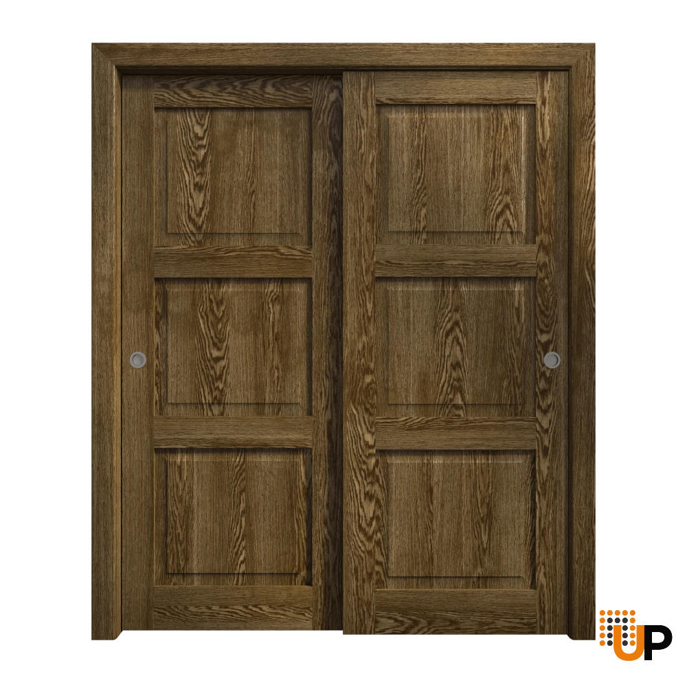 Double solid core sliding interior closet bypass door | Ego 5010  EGO Marble Oak | 60 x 80 (2* 30x80) photo#1