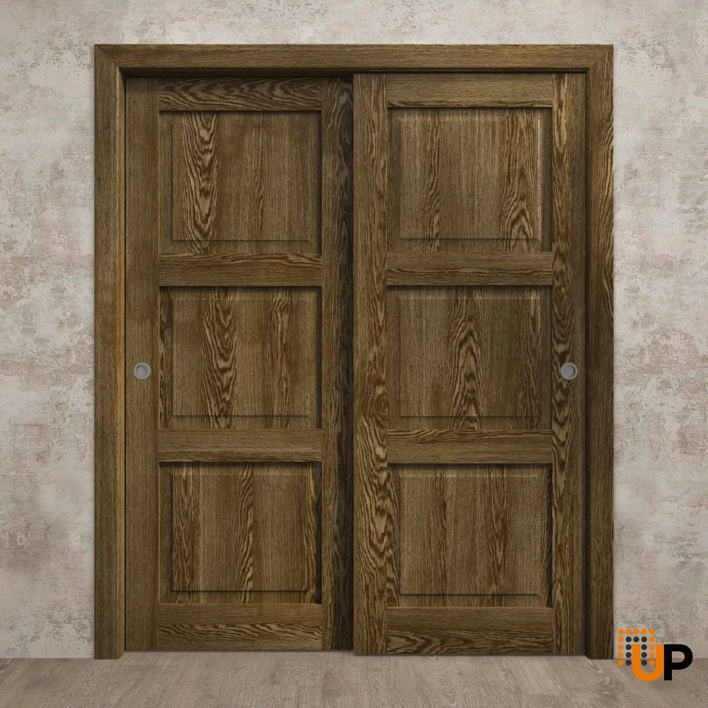 Double solid core sliding interior closet bypass door | Ego 5010  EGO Marble Oak | 60 x 80 (2* 30x80) photo#2
