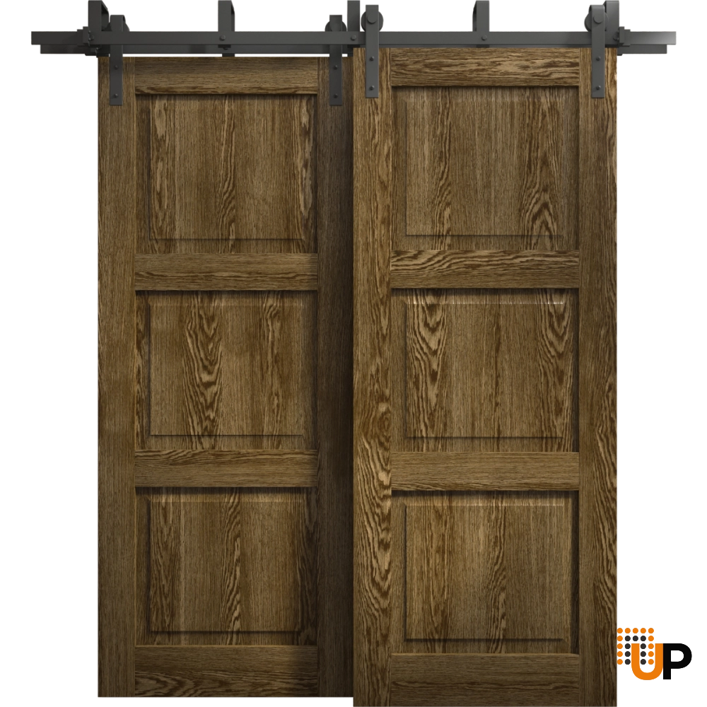 Double solid core sliding interior barn bypass door | Ego 5010  EGO Marble Oak | 36 x 80 (2* 18x80) photo#1