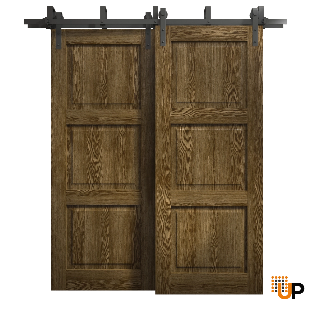 Double solid core sliding interior barn bypass door | Ego 5010  EGO Marble Oak | 48 x 80 (2* 24x80) photo#1