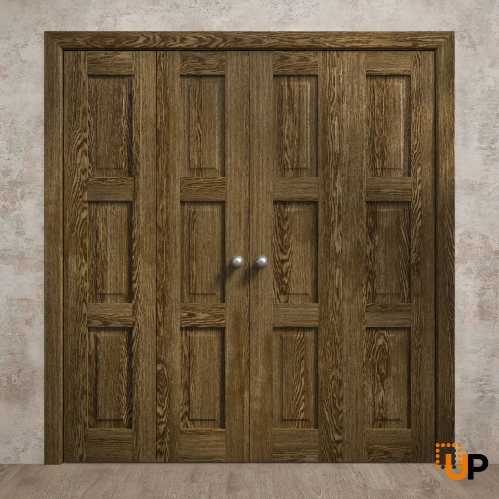 4 folding panels solid core sliding interior bi-fold double door | Ego 5010  EGO Marble Oak | 72 x 80 (4* 18x80) photo#2