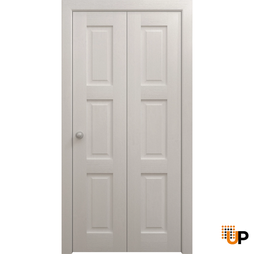 2 folding panels solid core sliding interior bi-fold door | Ego 5010  EGO Painted White Oak | 36 x 80 (2* 18x80) photo#1