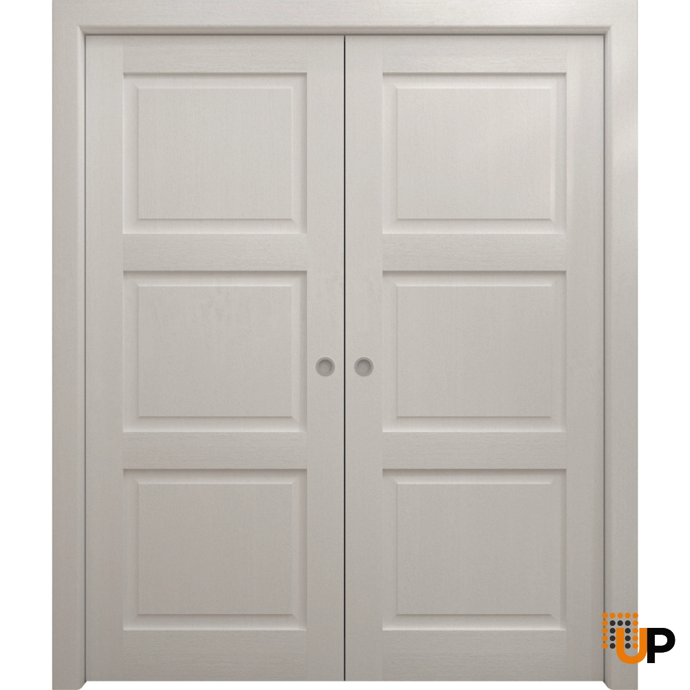 Double solid core sliding interior pocket double door | Ego 5010  EGO Painted White Oak | 36 x 80 (2* 18x80) photo#1