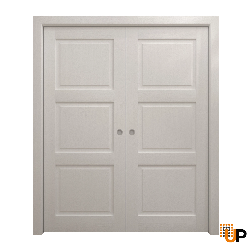 Double solid core sliding interior pocket double door | Ego 5010  EGO Painted White Oak | 64 x 80 (2* 32x80) photo#1