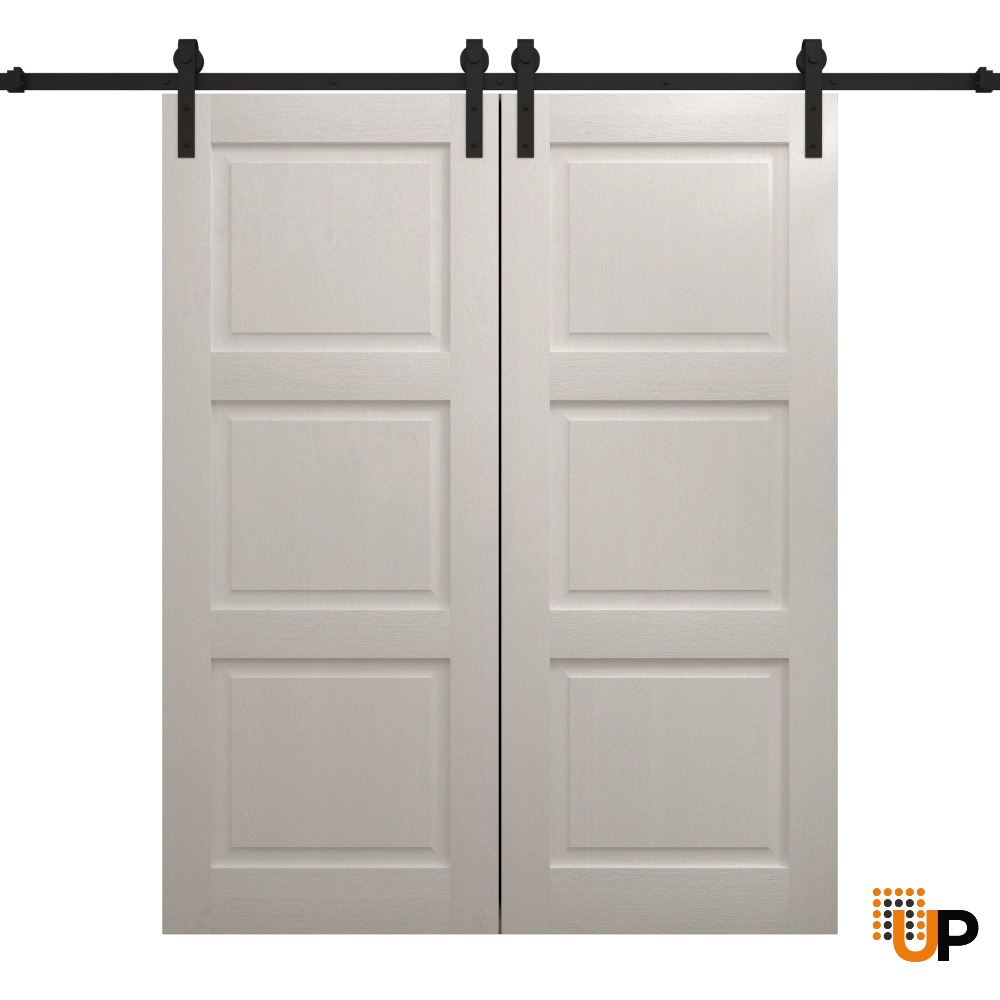 Double solid core sliding classic interior barn double door | Ego 5010  EGO Painted White Oak | 48 x 84 (2* 24x84) photo#1